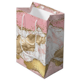 Rosa White Marble Guld Glitter