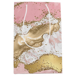 Rosa White Marble Guld Glitter