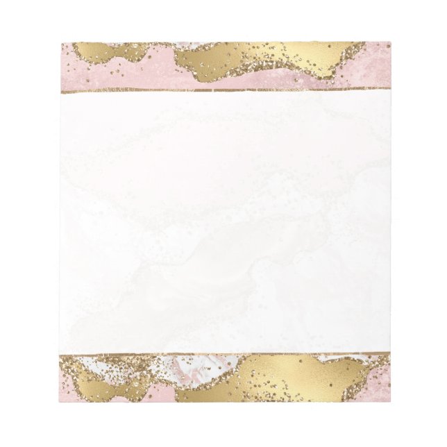 Rosa White Marble Guld Glitter Anteckningsblock (Framsida)