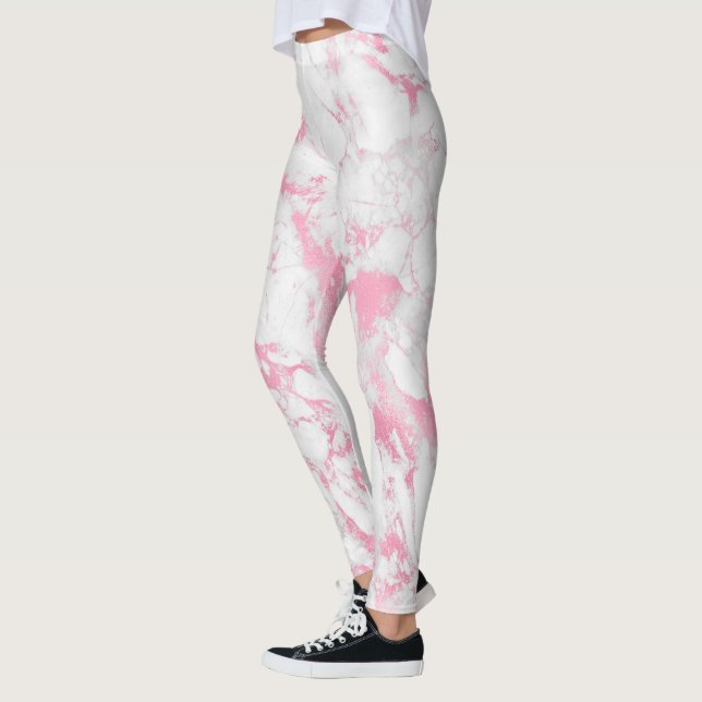Rosa White Marble Leggings (Vänster)