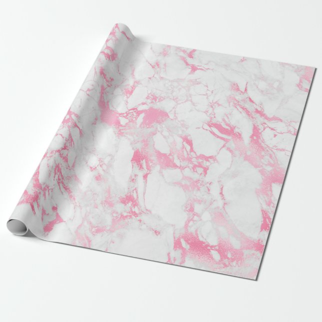 Rosa White Marble Presentpapper (Utrullad)