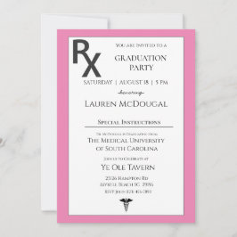 Rosa White Medical Prescription Pad Studenten Inbjudningar
