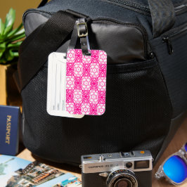 Rosa White Modern Mönster Luggage Tagg Bagagebricka