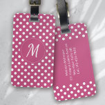 Rosa White Monogram Polka dots Bagagebricka<br><div class="desc">En modern dubbeltonspoltpunktsdesign med ett chic monogram.</div>