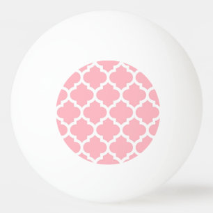 Rosa White Moroccan Quatrefoil Mönster #5 Pingisboll