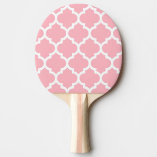 Rosa White Moroccan Quatrefoil Mönster #5 Pingisracket