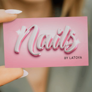 Rosa White Nail Artist Manicurist 3D-stil-skript Visitkort