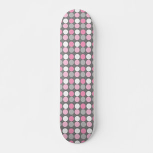 Rosa White och Grått Polka Dot Skateboard Bräda 20 Cm