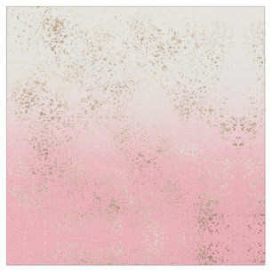 Rosa White Ombre Speckled Guld Flakes Tyg