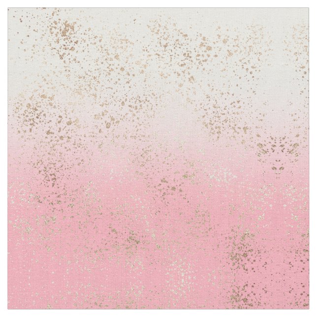 Rosa White Ombre Speckled Guld Flakes Tyg (Närbild)