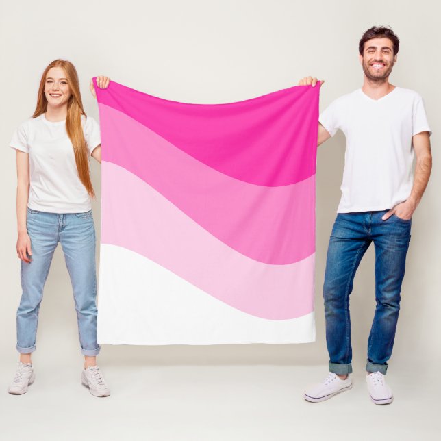Rosa White Ombre Wave mönster Fleecefilt (På plats)