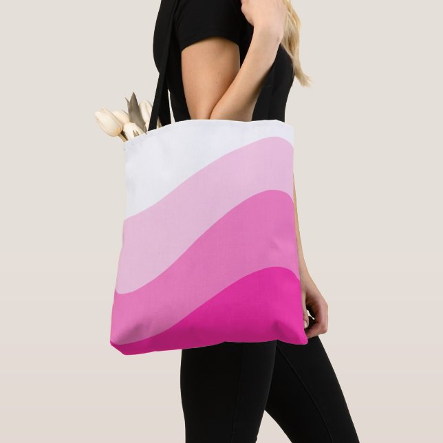 Rosa White Ombre Wave mönster Tygkasse (Närbild)