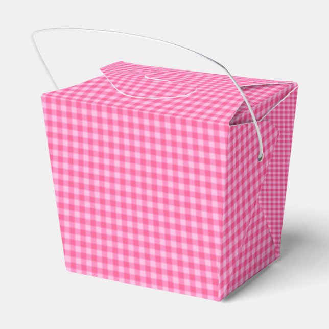 Rosa-White-Pastel Gingham-PARTY FAVOR BOX, ut Presentaskar (Baksidan Sidan)