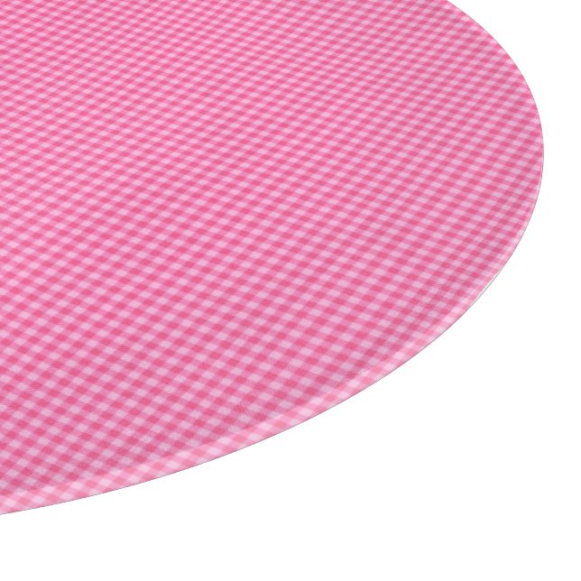 Rosa-White Pastel Gingham-ROUND CUTTING BOARD (Hörn)