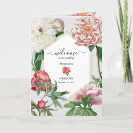 Rosa White Peonies Bröllop serviceorder Program