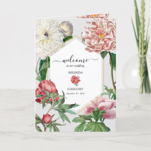 Rosa White Peonies Bröllop serviceorder Program