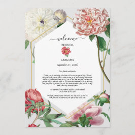 Rosa White Peonies Flowers Bröllop Itinerary Program