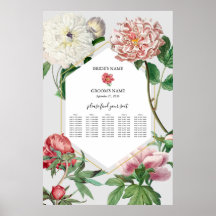 Rosa White Peonies Flowers Bröllop Sittdiagram
