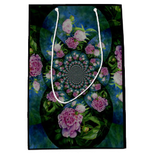 Rosa White peony blommigt water color mandala