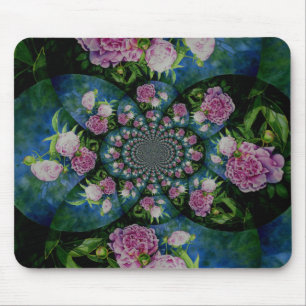 Rosa White peony blommigt water color mandala Musmatta