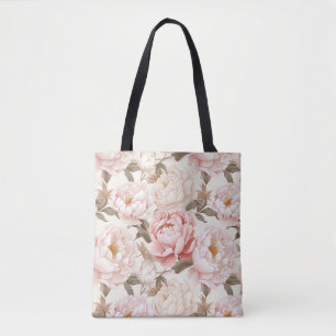 Rosa & White Peony Blooms All-over-Print Tygkasse