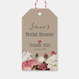 Rosa & White Peony Vår Blommigt Möhippa Presentetikett