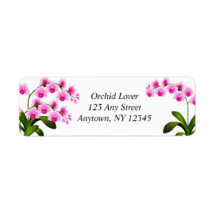 Rosa White Phalaenopsis Orchid Flowers Etiketter Returadress Etikett