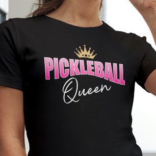 Rosa White Pickleball Queen Guld Krona T Shirt