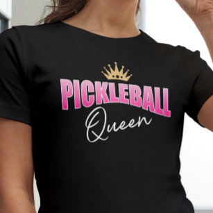 Rosa White Pickleball Queen Guld Krona T Shirt