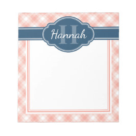 Rosa White Play Mönster Blue Monogram Anteckningsblock