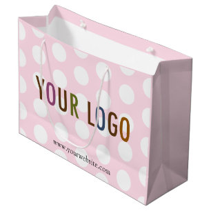 Rosa & White Polka Dot Gift Bag med Business Logot