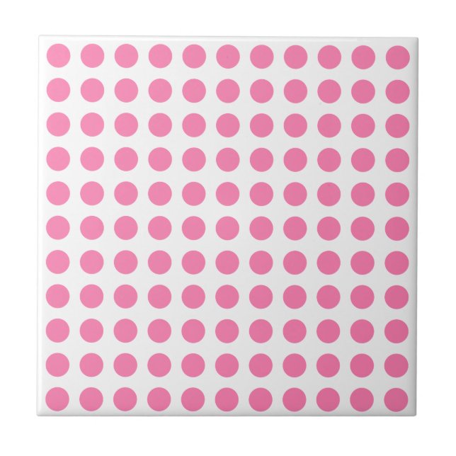 Rosa White Polka Dot Girly Ceramic Tile Kakelplatta (Framsidan)