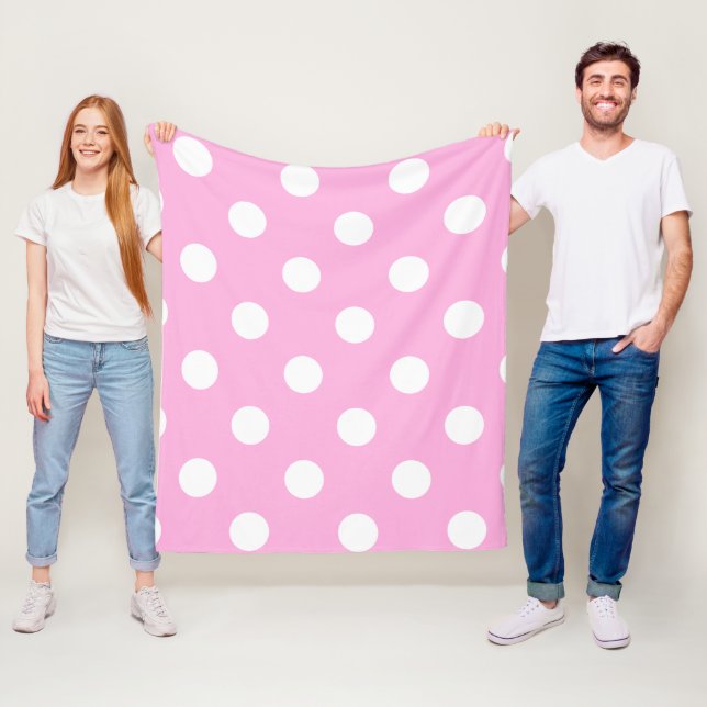 Rosa White Polka Dot Mönster Fleecefilt (På plats)