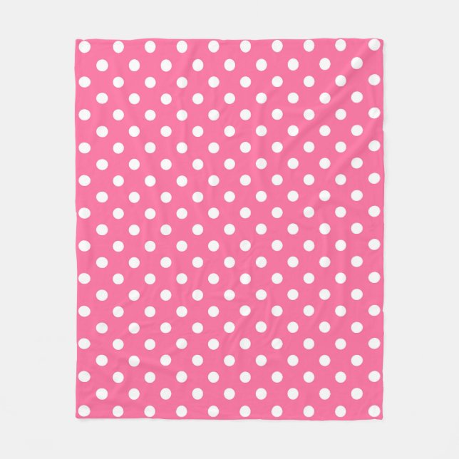 Rosa White Polka dots Design Fleecefilt (Framsidan)