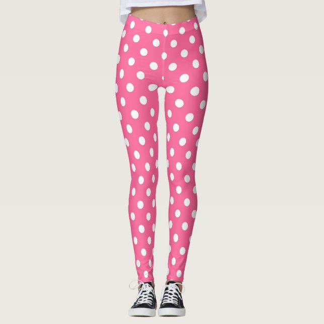 Rosa White Polka dots Design Leggings (Framsida)