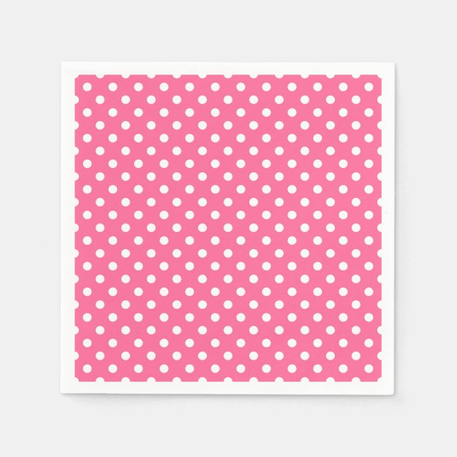 Rosa White Polka dots Design Pappersservett (Framsidan)