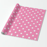 Rosa & White Polka dots Dot-Födelsedagsfest Presentpapper<br><div class="desc">papper radbrytning av anpassningsbar</div>