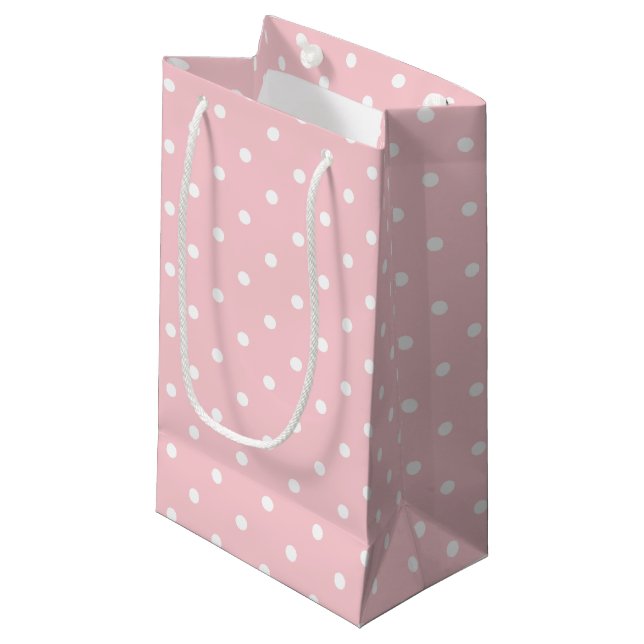  Rosa White Polka dots för hennes mall (Framsidan Vinklad)