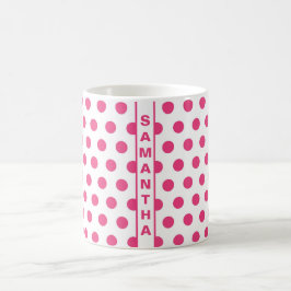 Rosa White Polka dots Vintage Elegant  Trendig Nam Kaffemugg