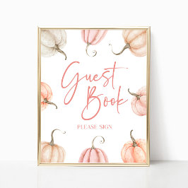 Rosa White Pumpkin Fall Autumn Guest Bok Poster