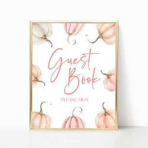 Rosa White Pumpkin Fall Autumn Guest Bok Poster