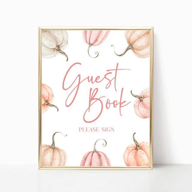 Rosa White Pumpkin Fall Autumn Guest Bok Poster (Skapare uppladdad)