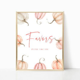 Rosa White Pumpkin Fall Autumn Party favors Sign Poster