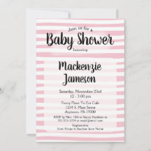 Rosa White Rand Baby Shower-inbjudan Flicka