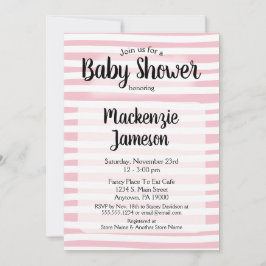 Rosa White Rand Baby Shower-inbjudan Flicka Inbjudningar