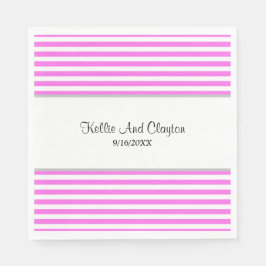 Rosa/White Rand Bröllop Napkins Pappersservett