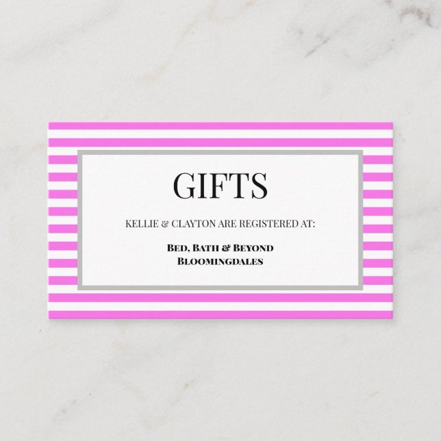 Rosa/White Rand Framed Gift Registry Tilläggskort (Framsida)