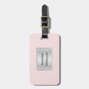 ROSA WHITE RAND GLITTER ANPASSNINGSBAR LUGGAGE TAG BAGAGEBRICKA