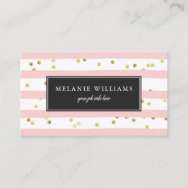 Rosa White Rand Guld Polka dots Visitkort