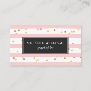 Rosa White Rand Guld Polka dots Visitkort
